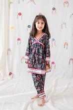 Load image into Gallery viewer, Klingaru Girl Kurti Set - Black Floral ( 6 mo - 2 Years ) ( Last Pieces)