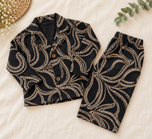 Charger l'image dans la galerie, Black Linen Jacket Set for Girls with Pant | Klingaru