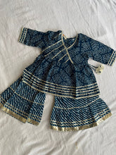 Load image into Gallery viewer, Klingaru Girl Sharara Set - Blue Bandhej  (6mo - 10 Years)