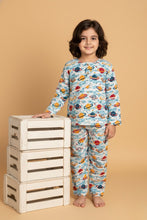 Charger l'image dans la galerie, COTTON NIGHTWEAR, QUIRKY PRINT, SPACE, BLUE