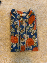 Load image into Gallery viewer, Klingaru Festive Long Kurta - Blue with Rust Flowers