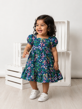 Load image into Gallery viewer, Klingaru Frock - Blue Garden (Tiered)