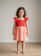 Charger l'image dans la galerie, Klingaru Frock - Carrot Red with Stripes
