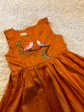 Load image into Gallery viewer, Klingaru Frock - Rust Orange with Hand Embroidery Birds - (PRE-ORDER)