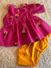 Load image into Gallery viewer, Klingaru Girl Kurta and Dhoti - Pink with Yellow Flowers