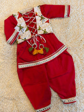 Load image into Gallery viewer, Klingaru Girl Kurta and Tulip DhotiSet - Red Garba Night