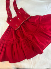 Load image into Gallery viewer, Klingaru Lehanga Choli - Red with Flower Mirror Work