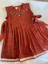 Load image into Gallery viewer, Klingaru Frock - Rust with Hand Embroidery and Pleats