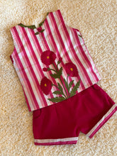 Load image into Gallery viewer, Klingaru Sleeveless Top and Shorts Set - Pink Stripe Flower Set