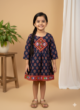 Load image into Gallery viewer, Navratri Frock - Navy & Beige