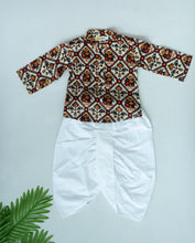 Charger l'image dans la galerie, Klingaru Full Sleeves Short Kurta - Beige Patola Glaze Cotton