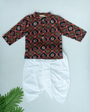 Charger l'image dans la galerie, Klingaru Full Sleeves Short Kurta - Navy Patola Glaze Cotton