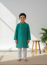 Load image into Gallery viewer, Klingaru Long Kurta - South Cotton Rama Green