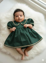 Load image into Gallery viewer, Klingaru Newborn Dress - Green with lace detailing