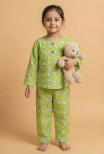 Load image into Gallery viewer, cotton clothing, elephant, green, nightsuit, quirky