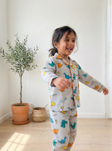 Load image into Gallery viewer, Child wearing cotton print Dino Nightsuit, comfortable for Whole day wears