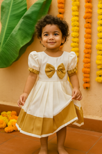 Charger l'image dans la galerie, Klingaru Frock - White with Golden Bow Preorder
