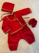 Load image into Gallery viewer, Newborn Jhabla Set - Red Set