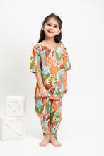 Charger l'image dans la galerie, Klingaru Girl Dhoti Set -  Green Orange with Gota lace work