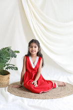 Load image into Gallery viewer, Klingaru Girl Kurta and Pant Set - Solid Red with Lace