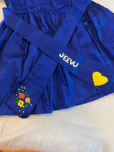 Load image into Gallery viewer, Royal Blue Embroidered Cotton Frock for Girls | Floral Collar Party Dress