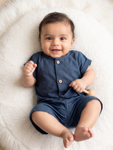 Load image into Gallery viewer, Unisex Newborn Shorts Set - Blue Checks