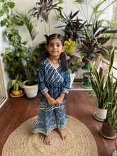 Load image into Gallery viewer, Klingaru Girl Sharara Set - Blue Bandhej  (6mo - 10 Years)