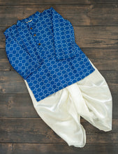 Charger l'image dans la galerie, Klingaru Long Kurta Set - Blue with Satin Dhoti