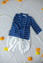 Charger l'image dans la galerie, Klingaru Long Kurta Set - Blue with Satin Dhoti