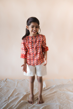 Charger l'image dans la galerie, Klingaru Full Sleeves Unisex Short Kurta - Brick Red Dabu Polkas