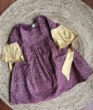 Charger l'image dans la galerie, Klingaru Frock - Festive Wine with Handblock Golden Zig Zag