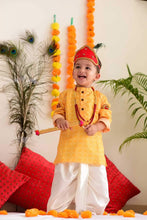 Load image into Gallery viewer, Klingaru Long Kurta Set - Yellow Muslin with Satin Dhoti
