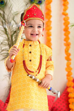 Load image into Gallery viewer, Klingaru Long Kurta Set - Yellow Muslin with Satin Dhoti