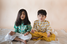 Load image into Gallery viewer, Klingaru Long Kurta Set - Mustard Kamdhenu with Mustard Dhoti