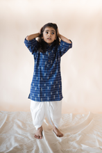 Charger l'image dans la galerie, Klingaru Long Kurta - Blue Ikat       ( Last Piece -size-1 Years )