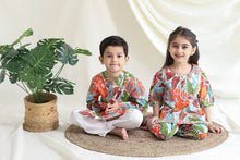 Load image into Gallery viewer, Klingaru Sibling Set - Green Orange with Gota lace work
