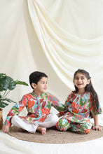 Load image into Gallery viewer, Klingaru Sibling Set - Green Orange with Gota lace work
