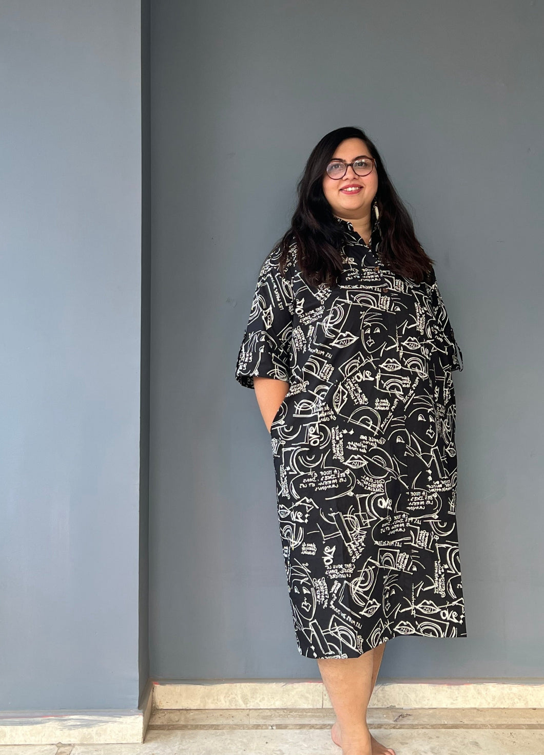 Women Plus Size Dress - Black Abstract on PREORDER