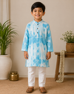 Long Kurta | Pure Cotton Shibori  | Blue