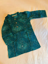 Load image into Gallery viewer, Dark Green Bandhej Kurta Pajama Set for Boys | Festive Ethnic Wear
