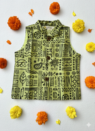 Klingaru Festive - Lime Green Festive Warli Nehru Jacket