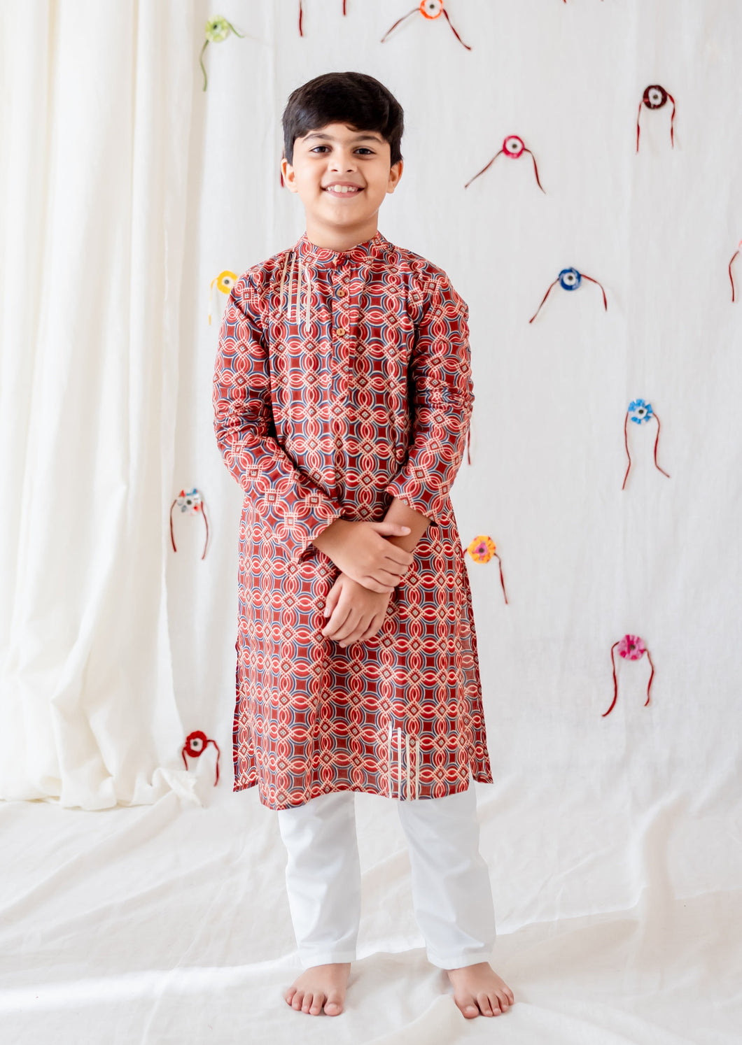 Klingaru Long Kurta Pajama Set  - Jharokha Printed with Gota (6 Months to 10 Years)