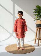 Klingaru Long Kurta - Rust Orange Ikat    ( Last Peice )