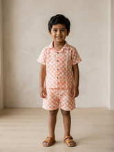 Load image into Gallery viewer, Klingaru Co-ord Set - Peach Checks Linen
