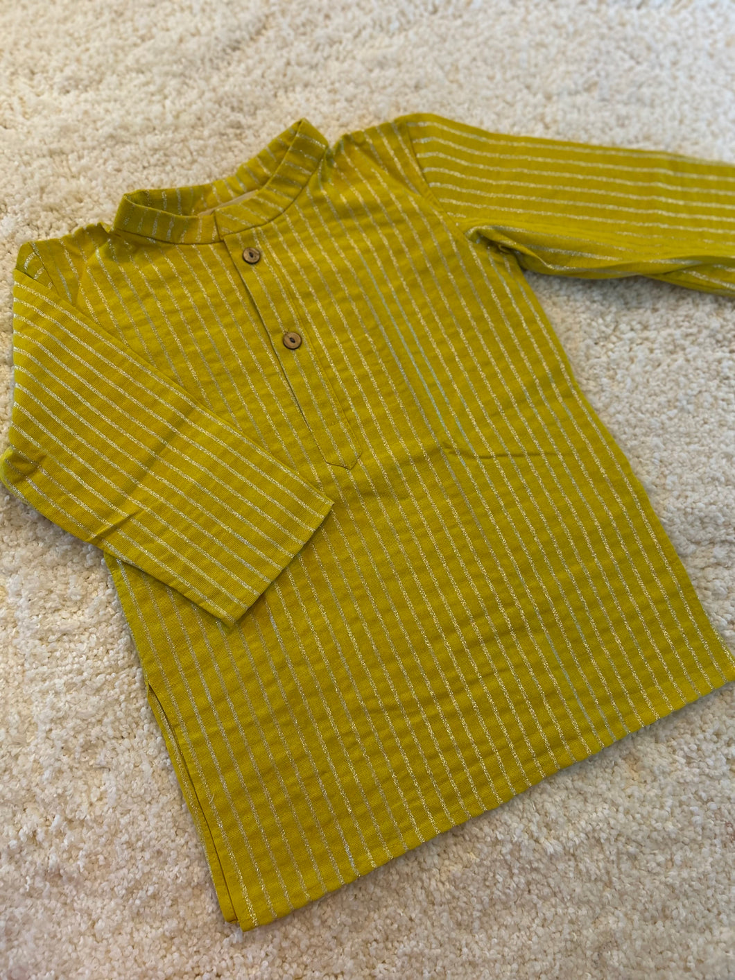Klingaru Festive Long Kurta - Yellow Lines