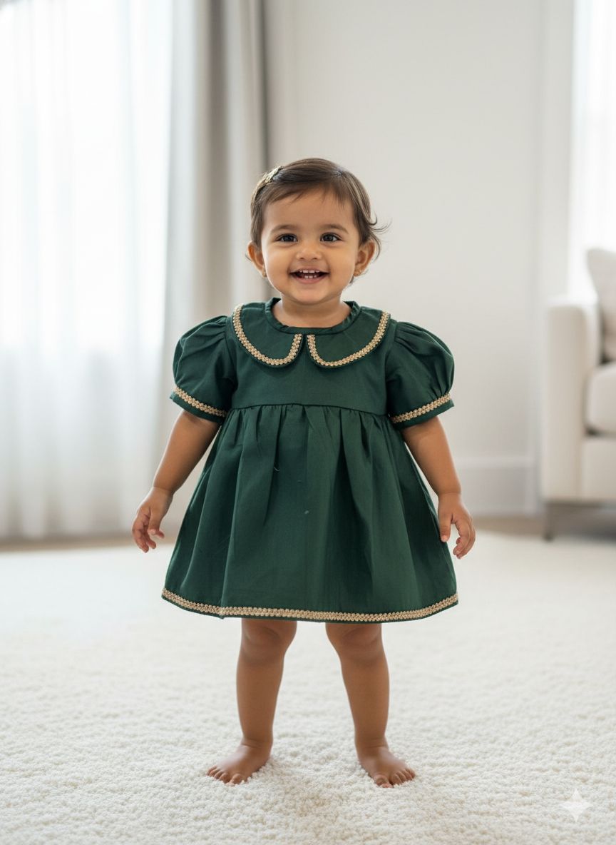 Klingaru Frock - Green with lace detailing
