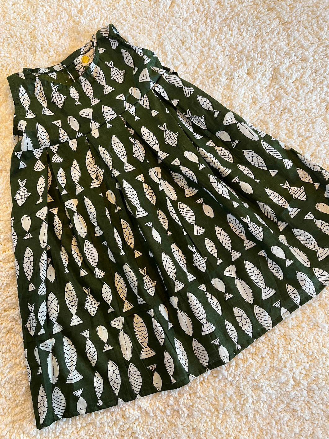 Klingaru Frock - Moss Green Fish