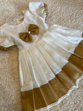 Load image into Gallery viewer, Klingaru Frock - White with Golden Bow Preorder
