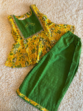 Load image into Gallery viewer, Klingaru Girl Kurta Set - Sleeveless Yellow Green Plazzo Set
