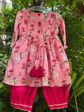Load image into Gallery viewer, Klingaru Girl Kurta and Pant Set - Pink Pichwai with Balloon Pants (PREORDER)
